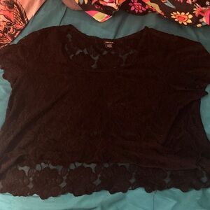 Torrid Black Floral Lace Crop Top